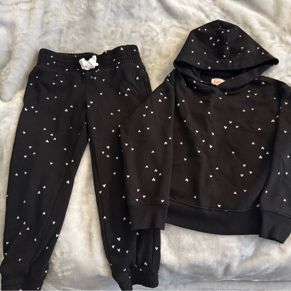 Black Heart Print Kids Set